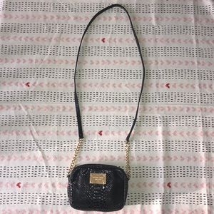 Michael Kors black leather snakeskin crossbody